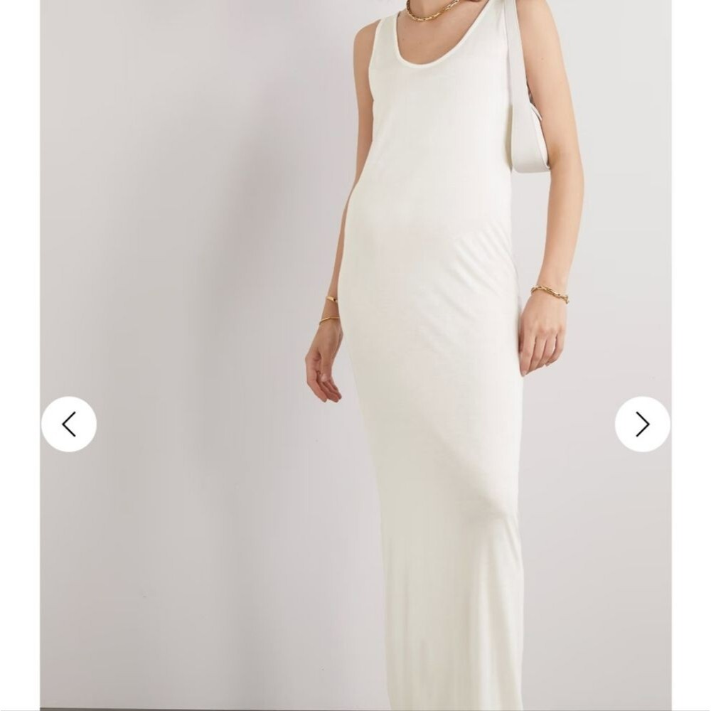 The Row Toman White Long Jersey Dress Size L Beach Y2K Vibes Summer NWT